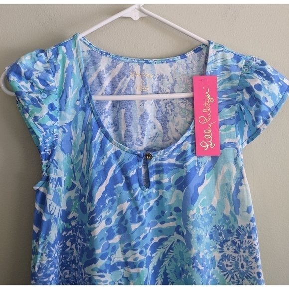 🆕 Lilly Pulitzer Rejina Ruffle Dress in Hey Hey Soleil Blue Haven XS - Picture 5 of 9